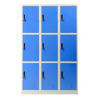 Cacifo em metal com 9 compartimentos, azul – com base – Manutan Expert