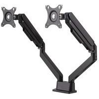 Braço de suporte duplo articulado ergonómico em preto para ecrã – Manutan Expert