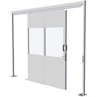 Porta corrediça para divisórias de oficina em melamina - Painel semividrado - Altura 3.01 m