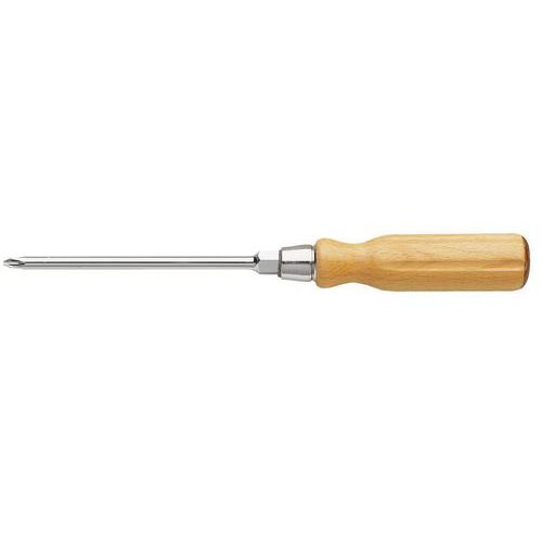 Chaves com cabo de madeira para parafusos cruciformes Phillips® - lâmina forjada com sextavado Chaves com cabo de madeira para parafusos cruciformes Phillips® - lâmina forjada com sextavado
