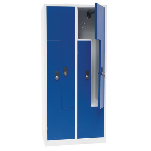 Cacifo com porta L de metal com base Manutan – 2 a 6 compartimentos de 200 mm de largura Cacifo com porta L de metal com base Manutan – 2 a 6 compartimentos de 200 mm de largura