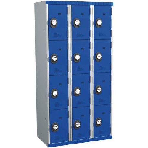 Cacifo com 12 compartimentos Seamline Optimum® – 3 colunas de 300 mm de largura – Com base – Acial Cacifo com 12 compartimentos Seamline Optimum® – 3 colunas de 300 mm de largura – Com base – Acial