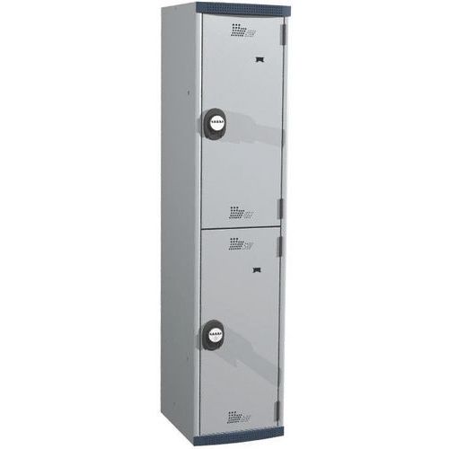Cacifo com 2 compartimentos e cabides Seamline Optimum® – 1 coluna de 400 mm de largura – Com base – Acial Cacifo com 2 compartimentos e cabides Seamline Optimum® – 1 coluna de 400 mm de largura – Com base – Acial