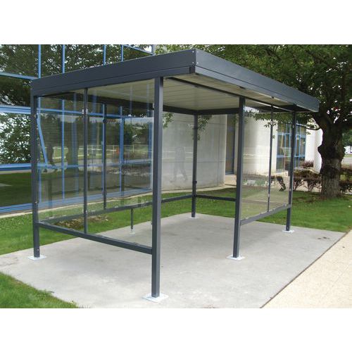 Abrigo para fumadores - Comprimento de 2,50 m - Manutan Abrigo para fumadores - Comprimento de 2,50 m - Manutan
