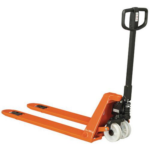 Porta-paletes manual com perfil rebaixado - Garfo com comprimento de 1150 mm - Capacidade de 1000 kg Porta-paletes manual com perfil rebaixado - Garfo com comprimento de 1150 mm - Capacidade de 1000 kg