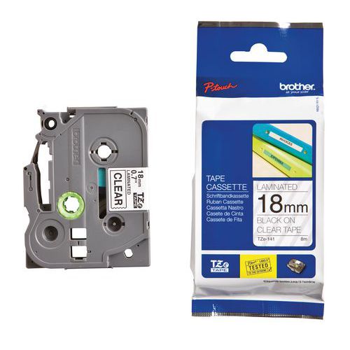 Cassete de fita para etiquetadora Brother – 18 mm de largura Cassete de fita para etiquetadora Brother – 18 mm de largura