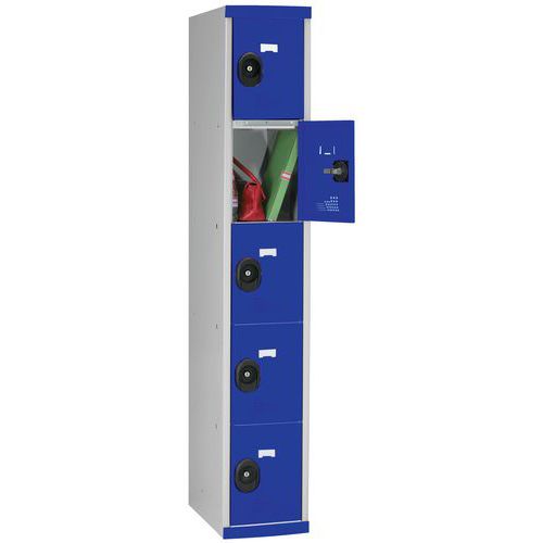Cacifo com 5 compartimentos Seamline Optimum® – 1 coluna de 300 mm de largura – Com base – Acial Cacifo com 5 compartimentos Seamline Optimum® – 1 coluna de 300 mm de largura – Com base – Acial