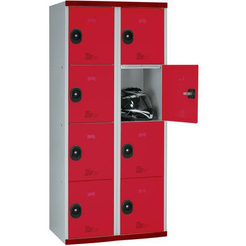 Cacifo com 8 compartimentos Seamline Optimum® – 2 colunas de 400 mm de largura – Com base – Acial Cacifo com 8 compartimentos Seamline Optimum® – 2 colunas de 400 mm de largura – Com base – Acial