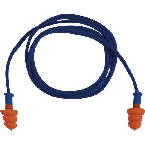 Saco de 50 pares de auriculares reutilizáveis de termoplástico com cordão Saco de 50 pares de auriculares reutilizáveis de termoplástico com cordão