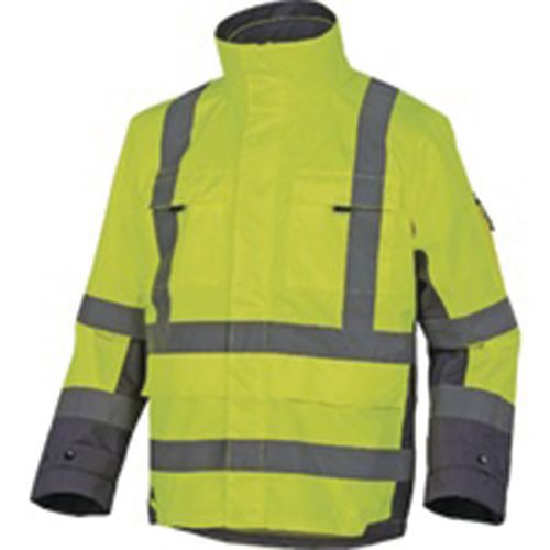 Parka alta visibilidade 4 em 1 poliéster oxford, revestida de pu