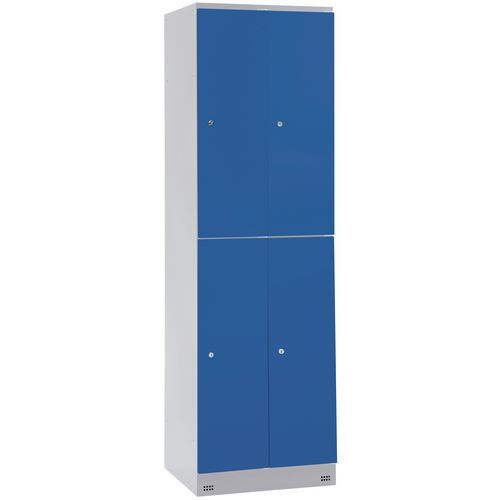Cacifo com 4 compartimentos com cabide Collectivité - 2 colunas de 400 mm de largura - Com base Cacifo com 4 compartimentos com cabide Collectivité - 2 colunas de 400 mm de largura - Com base