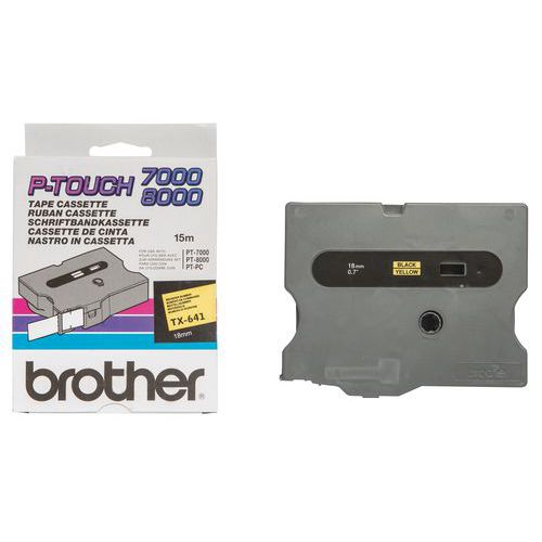 Cassetes de fita para máquina de etiquetar Brother - Largura 18 mm Cassetes de fita para máquina de etiquetar Brother - Largura 18 mm