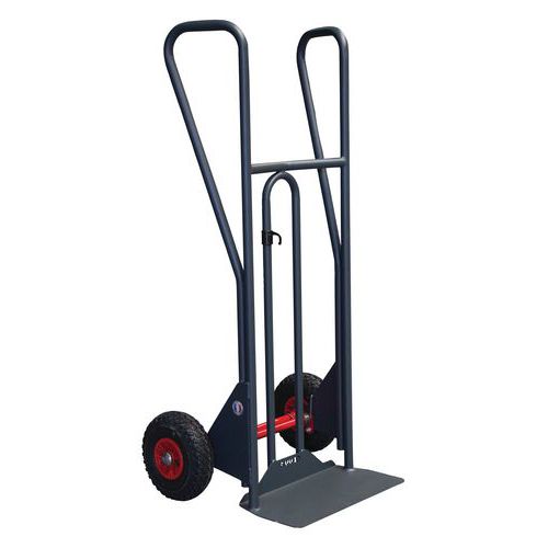 Porta-cargas ergonómico de 350 kg com basculamento assistido – Pegas fechadas – Rodas pneumáticas Porta-cargas ergonómico de 350 kg com basculamento assistido – Pegas fechadas – Rodas pneumáticas