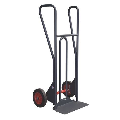 Porta-cargas ergonómico de 350 kg com basculamento assistido – Pegas fechadas – Rodas em borracha Porta-cargas ergonómico de 350 kg com basculamento assistido – Pegas fechadas – Rodas em borracha