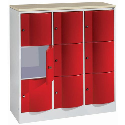 Cacifo com 9 e 15 compartimentos e porta antivandalismo - 3 colunas de 400 mm de largura - Com base Cacifo com 9 e 15 compartimentos e porta antivandalismo - 3 colunas de 400 mm de largura - Com base