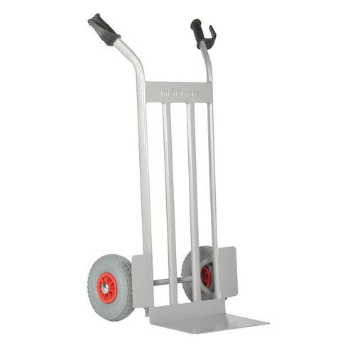 Transportador em aço com plataforma elevada – rodas antifuros – capacidade de 350 kg Transportador em aço com plataforma elevada – rodas antifuros – capacidade de 350 kg