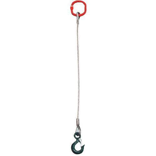 Linga em cabo de aço com 1 secção – 1 rede simples + gancho de olhal com lingueta – capacidade de carga de 250