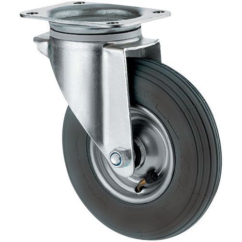 Rodízio giratório com placa - Capacidade de carga de 75 a 200 kg - Piso pneumática Rodízio giratório com placa - Capacidade de carga de 75 a 200 kg - Piso pneumática