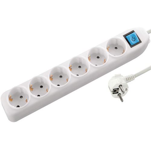 Tomada múltipla de 16 A com 6 entradas e interruptor GS - Manutan Tomada múltipla de 16 A com 6 entradas e interruptor GS - Manutan