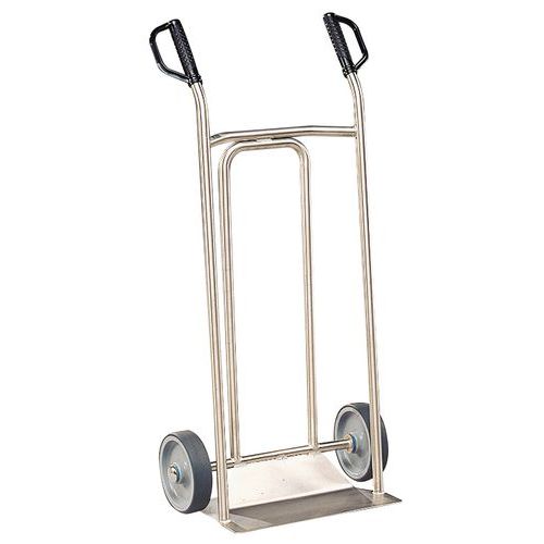 Transportador em inox – 250 kg – Roda em borracha – Aba fixa Transportador em inox – 250 kg – Roda em borracha – Aba fixa