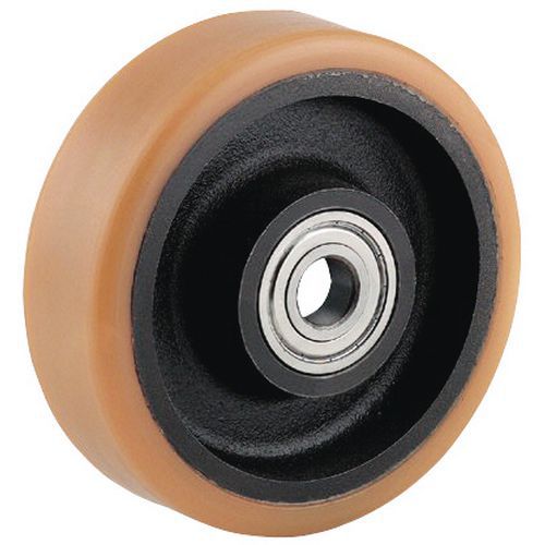 Roda para o transporte de cargas pesadas em poliuretano com jante em ferro fundido Roda para o transporte de cargas pesadas em poliuretano com jante em ferro fundido