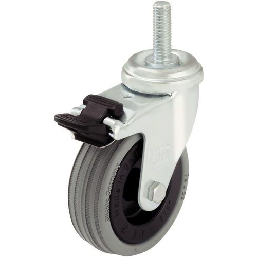 Rodízio giratório com haste roscada M10 x 30 mm - Capacidade de 40 a 70 kg - Giratório com travão Rodízio giratório com haste roscada M10 x 30 mm - Capacidade de 40 a 70 kg - Giratório com travão