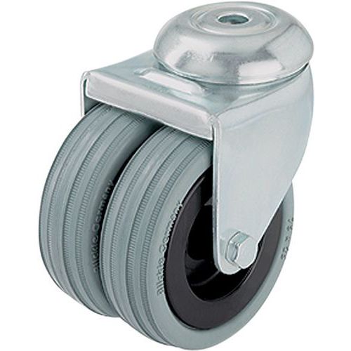 Rodízio duplo com olhal - Capacidade de 70 a 100 kg - Giratório Rodízio duplo com olhal - Capacidade de 70 a 100 kg - Giratório