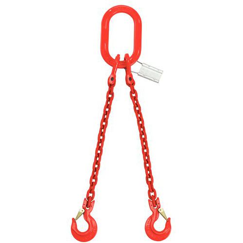 Linga de corrente de 2 cabos – Capacidade de 2800 a 20 000 kg - Não ajustável com uma lingueta de bloqueio Linga de corrente de 2 cabos – Capacidade de 2800 a 20 000 kg - Não ajustável com uma lingueta de bloqueio