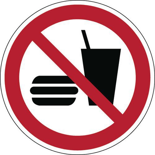 Painel de proibição – Não comer ou beber – rígido Painel de proibição – Não comer ou beber – rígido