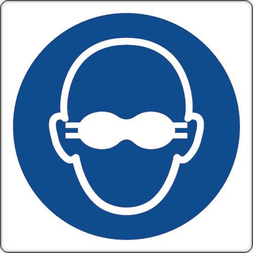 Painel de obrigação – Uso de óculos com lentes opacas – alumínio