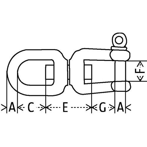 A = Diâmetro hasteC = Altura útil anelE = Comprimento fixaçãoF = AberturaG = Altura útil A = Diâmetro hasteC = Altura útil anelE = Comprimento fixaçãoF = AberturaG = Altura útil