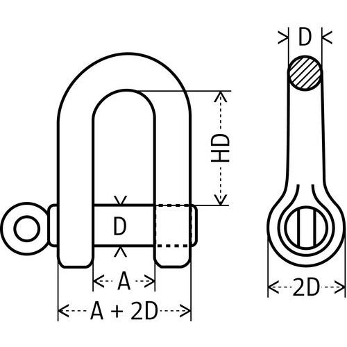 A = AberturaD = Diâmetro fixaçãoHD = Altura útil A = AberturaD = Diâmetro fixaçãoHD = Altura útil