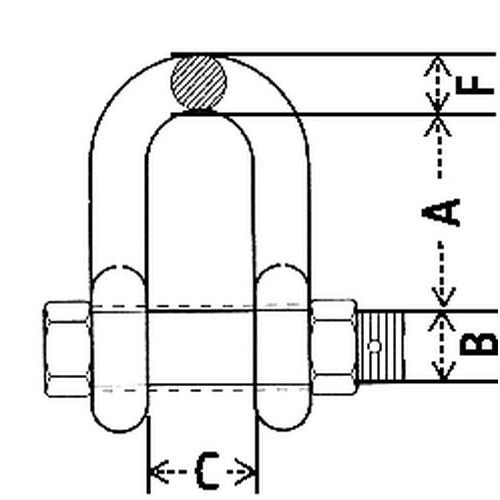 A = Altura útilB = Diâmetro fixaçãoC = AberturaF = Espessura A = Altura útilB = Diâmetro fixaçãoC = AberturaF = Espessura