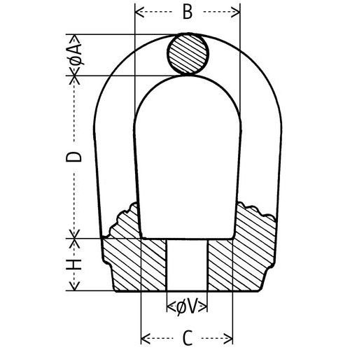 A = Secção ØB = Largura interiorC = Pé larguraD = Altura interiorH = Pé altura A = Secção ØB = Largura interiorC = Pé larguraD = Altura interiorH = Pé altura