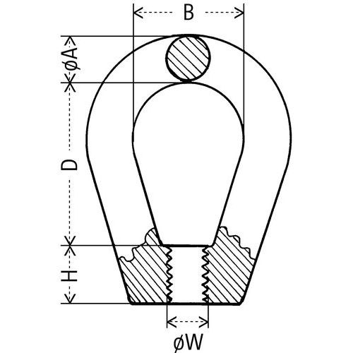 A = Secção ØB = Largura interiorD = Altura interiorH = Pé alturaW = Tamanho roscagem A = Secção ØB = Largura interiorD = Altura interiorH = Pé alturaW = Tamanho roscagem