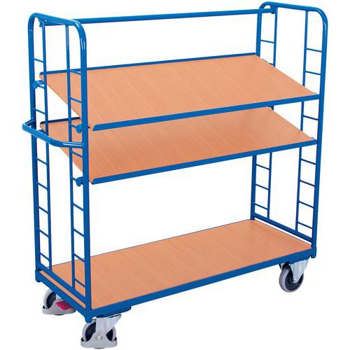 Carro alto ergonómico com 3 plataformas em madeira – Capacidade de 500 kg Carro alto ergonómico com 3 plataformas em madeira – Capacidade de 500 kg