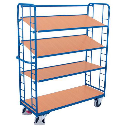 Carro alto ergonómico com 4 plataformas em madeira – Capacidades de 250 e 400 kg Carro alto ergonómico com 4 plataformas em madeira – Capacidades de 250 e 400 kg