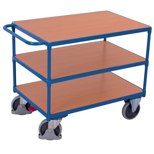 Carro ergonómico com 3 plataformas em madeira – Barra horizontal – Capacidade: 500 kg Carro ergonómico com 3 plataformas em madeira – Barra horizontal – Capacidade: 500 kg