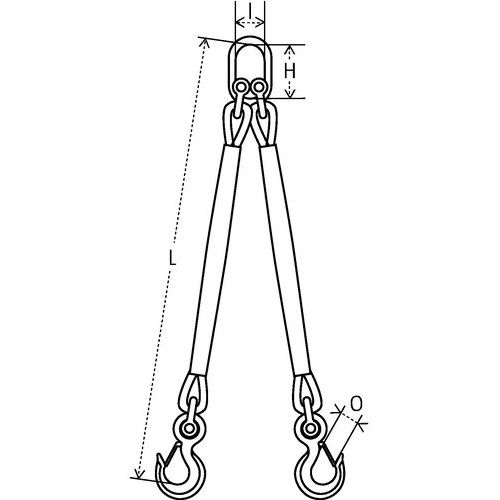 H = Comprimento útil do elo I = Largura interior do elo L = Comprimento O = Abertura gancho H = Comprimento útil do elo I = Largura interior do elo L = Comprimento O = Abertura gancho