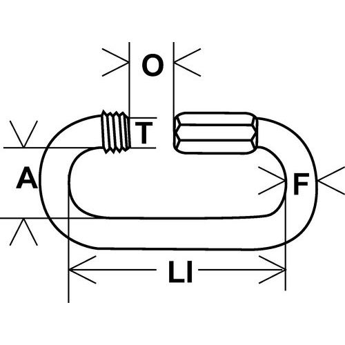 A = Largura interiorF = Seção ØLI = Comprimento interiorO = AberturaØT = Roscagem Ø A = Largura interiorF = Seção ØLI = Comprimento interiorO = AberturaØT = Roscagem Ø