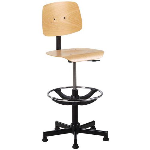 Cadeira de oficina alta - Base com patins - Com apoio para os pés Cadeira de oficina alta - Base com patins - Com apoio para os pés
