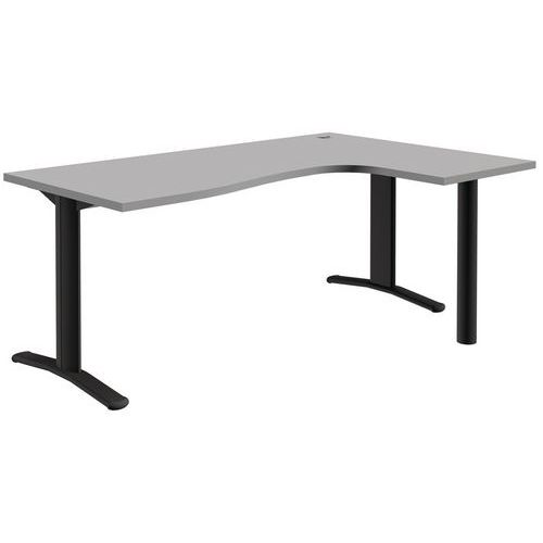 Secretária compacta – Pure – Pés fixos – Cinzento-claro/cinzento-escuro