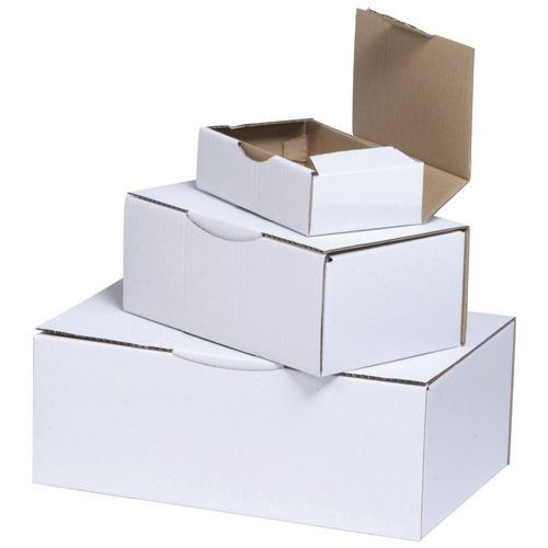 Caixa de expedição cartão kraft multiusos - Com lingueta - Branco Caixa de expedição cartão kraft multiusos - Com lingueta - Branco
