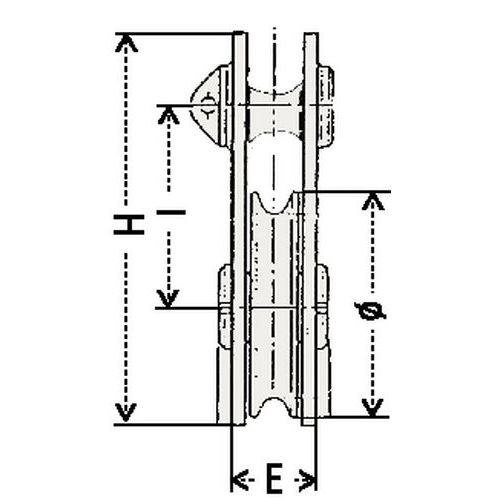 H = alturaE = espessura Ø = Ø roldana H = alturaE = espessura Ø = Ø roldana
