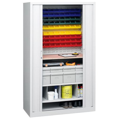 Armário com portas de persiana universal - Com gavetas - Com caixas Armário com portas de persiana universal - Com gavetas - Com caixas