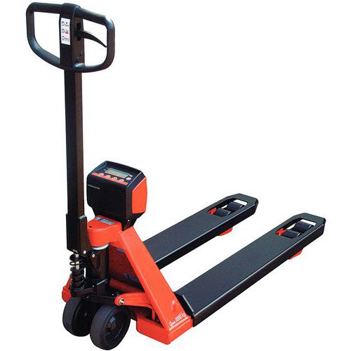 Porta-paletes manual LHM200SC com indicador de pesagem - Garfo com comprimento de 1150 mm - Capacidade de 2000 Porta-paletes manual LHM200SC com indicador de pesagem - Garfo com comprimento de 1150 mm - Capacidade de 2000