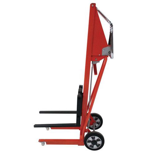 Miniempilhador manual – Comprimento dos garfos: 50 mm – Capacidade de 120 kg Miniempilhador manual – Comprimento dos garfos: 50 mm – Capacidade de 120 kg