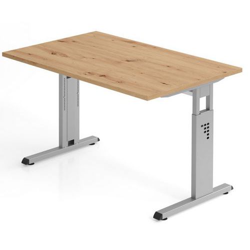 Secretária carvalho nodoso 120 cm base alumínio – Gamme Minos - Hammerbacher
