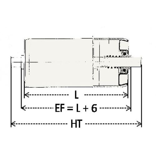 - L: comprimento do rolo- EF: comprimento do rolo + 6 mm- HT: comprimento total = comprimento do rolo + 30 mm - L: comprimento do rolo- EF: comprimento do rolo + 6 mm- HT: comprimento total = comprimento do rolo + 30 mm