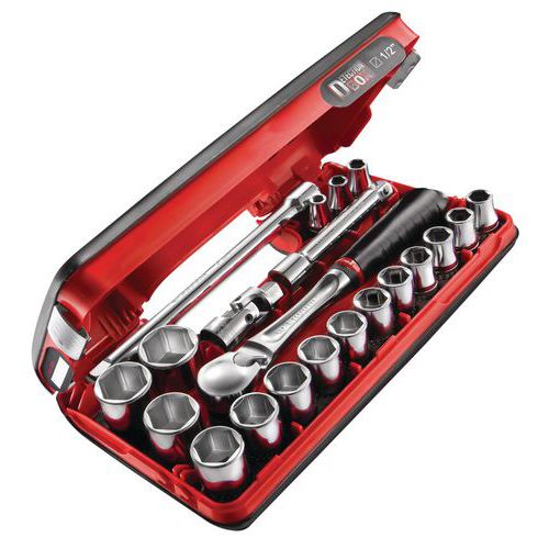 Caixa com chave de roquete estanque SL161 de 1/2 sextavada – 21 peças Caixa com chave de roquete estanque SL161 de 1/2 sextavada – 21 peças